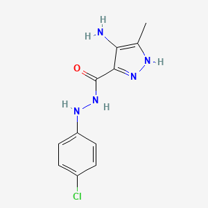 molecular formula C11H12ClN5O B12719069 1H-Pyrazole-3-carboxylic acid, 4-amino-5-methyl-, 2-(4-chlorophenyl)hydrazide CAS No. 86831-72-3