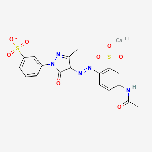 molecular formula C18H15CaN5O8S2 B12719104 Calcium 5-acetamido-2-((4,5-dihydro-3-methyl-5-oxo-1-(3-sulphonatophenyl)-1H-pyrazol-4-yl)azo)benzenesulphonate CAS No. 85605-16-9