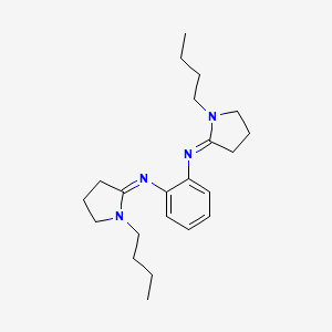 molecular formula C22H34N4 B12719133 N,N'-Bis(1-butyl-2-pyrrolidinylidene)-1,2-benzenediamine CAS No. 84859-15-4