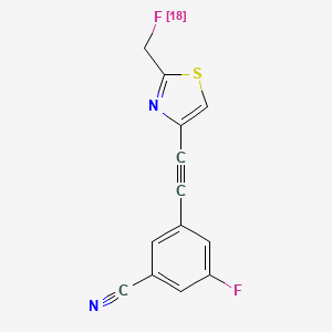 molecular formula C13H6F2N2S B12719134 Benzonitrile, 3-fluoro-5-(2-(2-(fluoro-18F-methyl)-4-thiazolyl)ethynyl)- CAS No. 945933-50-6