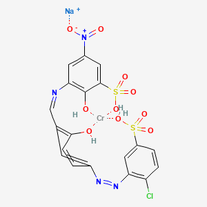 molecular formula C19H13ClCrN4NaO10S2+ B12719188 Sodium (3-(((5-((2-chloro-5-sulphophenyl)azo)-2-hydroxyphenyl)methylene)amino)-2-hydroxy-5-nitrobenzene-1-sulphonato(4-))chromate(1-) CAS No. 85958-83-4