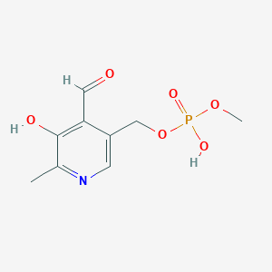 molecular formula C9H12NO6P B12719199 Phosphoric acid, mono((4-formyl-5-hydroxy-6-methyl-3-pyridinyl)methyl) monomethyl ester CAS No. 26210-16-2