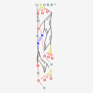 molecular formula C16H15CrN2O11S3+3 B12719218 Trihydrogen (3-hydroxy-4-((2-hydroxy-5-sulphophenyl)azo)naphthalene-2,7-disulphonato(5-))chromate(3-) CAS No. 85896-34-0