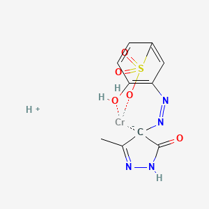 molecular formula C10H10CrN4O5S B12719310 Hydrogen (3-((4,5-dihydro-3-methyl-5-oxo-1H-pyrazol-4-yl)azo)-4-hydroxybenzenesulphonato(3-))chromate(1-) CAS No. 85865-87-8