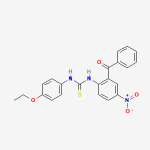 molecular formula C22H19N3O4S B12719352 Thiourea, N-(2-benzoyl-4-nitrophenyl)-N'-(4-ethoxyphenyl)- CAS No. 111044-14-5