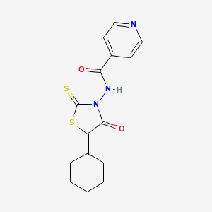 molecular formula C15H15N3O2S2 B12719399 N-(5-Cyclohexylidene-4-oxo-2-thioxo-3-thiazolidinyl)-4-pyridinecarboxamide CAS No. 72732-40-2