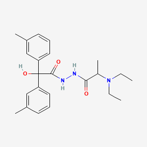 molecular formula C23H31N3O3 B12719411 Benzeneacetic acid, alpha-hydroxy-3-methyl-alpha-(3-methylphenyl)-, 2-(2-(diethylamino)-1-oxopropyl)hydrazide CAS No. 128156-91-2