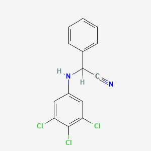 molecular formula C14H9Cl3N2 B12719413 alpha-((3,4,5-Trichlorophenyl)amino)benzeneacetonitrile CAS No. 87857-39-4