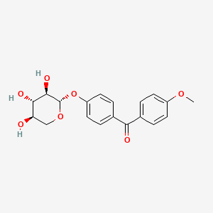 molecular formula C19H20O7 B12719435 Methanone, (4-methoxyphenyl)(4-(beta-D-xylopyranosyloxy)phenyl)- CAS No. 83354-84-1