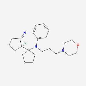 molecular formula C23H33N3O B12719803 Spiro(benzo(b)cyclopenta(e)(1,4)diazepine-10(1H),1'-cyclopentane), 2,3,9,10a-tetrahydro-9-(3-(4-morpholinyl)propyl)- CAS No. 93464-30-3