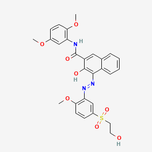 molecular formula C28H27N3O8S B12719859 N-(2,5-Dimethoxyphenyl)-3-hydroxy-4-((5-((2-hydroxyethyl)sulphonyl)-2-methoxyphenyl)azo)naphthalene-2-carboxamide CAS No. 79641-12-6