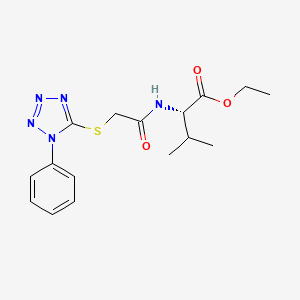 molecular formula C16H21N5O3S B12719882 N-(((1-Phenyl-1H-tetrazol-5-yl)thio)acetyl)-L-valine ethyl ester CAS No. 133526-79-1