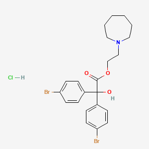 molecular formula C22H26Br2ClNO3 B12719966 Benzeneacetic acid, 4-bromo-alpha-(4-bromophenyl)-alpha-hydroxy-, 2-(hexahydro-1H-azepin-1-yl)ethyl ester, hydrochloride CAS No. 134871-17-3