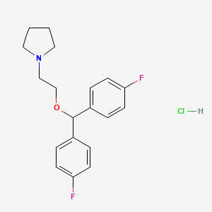 molecular formula C19H22ClF2NO B12719995 Pyrrolidine, 1-(2-(bis(4-fluorophenyl)methoxy)ethyl)-, hydrochloride CAS No. 96122-70-2