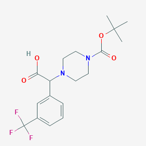 molecular formula C18H23F3N2O4 B1272013 2-(4-Boc-piperazinyl)-2-(3-trifluoromethyl-phenyl)acetic acid CAS No. 885274-26-0