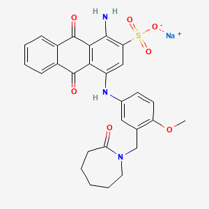 molecular formula C28H26N3NaO7S B12720152 Sodium 1-amino-4-((3-((hexahydro-2-oxo-1H-azepin-1-yl)methyl)-4-methoxyphenyl)amino)-9,10-dihydro-9,10-dioxoanthracene-2-sulphonate CAS No. 83027-43-4