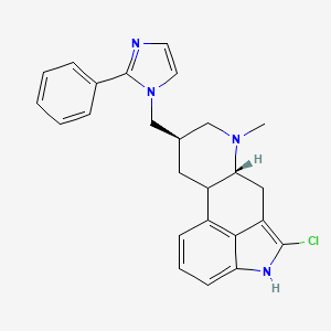 molecular formula C25H25ClN4 B12720179 Ergoline, 2-chloro-6-methyl-8-((2-phenyl-1H-imidazol-1-yl)methyl)-, (8-beta)- CAS No. 160730-53-0