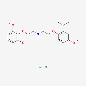 molecular formula C24H36ClNO5 B12720180 Ethanamine, N-(2-(2,6-dimethoxyphenoxy)ethyl)-2-(4-methoxy-5-methyl-2-(1-methylethyl)phenoxy)-N-methyl-, hydrochloride CAS No. 84541-64-0