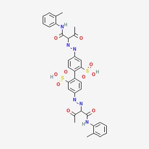 molecular formula C34H32N6O10S2 B12720317 4,4'-Bis((1-(((2-methylphenyl)amino)carbonyl)-2-oxopropyl)azo)(1,1'-biphenyl)-2,2'-disulphonic acid CAS No. 79665-34-2