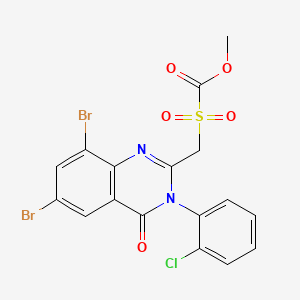 molecular formula C17H11Br2ClN2O5S B12720356 Formic acid, (((6,8-dibromo-3-(2-chlorophenyl)-3,4-dihydro-4-oxo-2-quinazolinyl)methyl)sulfonyl)-, methyl ester CAS No. 108659-80-9