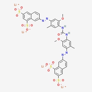 molecular formula C37H28Li4N6O15S4 B12720426 Tetralithium 7,7'-(carbonylbis(imino(5-methoxy-2-methyl-4,1-phenylene)azo))bis(naphthalene-1,3-disulphonate) CAS No. 65151-41-9
