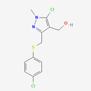 molecular formula C12H12Cl2N2OS B1272060 (5-chloro-3-{[(4-chlorophenyl)sulfanyl]methyl}-1-methyl-1H-pyrazol-4-yl)methanol CAS No. 318234-28-5