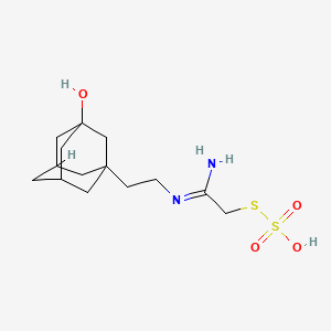 molecular formula C14H24N2O4S2 B12720657 Thiosulfuric acid, S-(2-((2-(3-hydroxytricyclo(3.3.1.1(sup 3,7))dec-1-yl)ethyl)amino)-2-iminoethyl ester CAS No. 128487-67-2