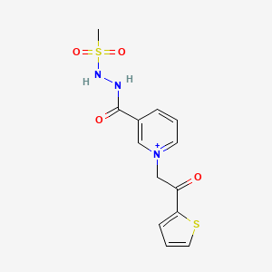 molecular formula C13H14N3O4S2+ B12720672 Pyridinium, 3-((2-(methylsulfonyl)hydrazinyl)carbonyl)-1-(2-oxo-2-(2-thienyl)ethyl)- CAS No. 741241-58-7