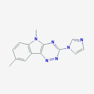 molecular formula C14H12N6 B127207 3-Imidazol-1-yl-5,8-dimethyl-[1,2,4]triazino[5,6-b]indole CAS No. 149756-68-3