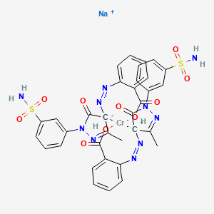 molecular formula C34H28CrN10NaO10S2- B12720719 Sodium bis(2-((4,5-dihydro-3-methyl-5-oxo-1-(3-sulphamoylphenyl)-1H-pyrazol-4-yl)azo)benzoato(2-))chromate(1-) CAS No. 84082-99-5