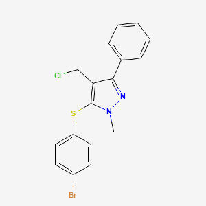 molecular formula C17H14BrClN2S B1272095 4-bromophenyl 4-(chloromethyl)-1-methyl-3-phenyl-1H-pyrazol-5-yl sulfide CAS No. 318959-24-9