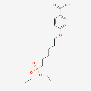 molecular formula C17H26O6P- B12720957 Benzoic acid, 4-((6-(diethoxyphosphinyl)hexyl)oxy)-, sodium salt CAS No. 73514-93-9