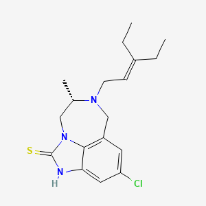 molecular formula C18H24ClN3S B12721199 Imidazo(4,5,1-jk)(1,4)benzodiazepine-2(1H)-thione, 9-chloro-6-(3-ethyl-2-pentenyl)-4,5,6,7-tetrahydro-5-methyl-, (S)- CAS No. 136722-76-4
