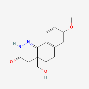 molecular formula C14H16N2O3 B12721305 4,4a,5,6-Tetrahydro-4a-(hydroxymethyl)-8-methoxybenzo(h)cinnolin-3(2H)-one CAS No. 126703-15-9