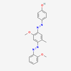 molecular formula C21H20N4O3 B12721345 p-((2-Methoxy-4-((2-methoxyphenyl)azo)-5-methylphenyl)azo)phenol CAS No. 93805-00-6