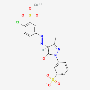 molecular formula C16H11CaClN4O7S2 B12721358 Calcium 2-chloro-5-((4,5-dihydro-3-methyl-5-oxo-1-(3-sulphonatophenyl)-1H-pyrazol-4-yl)azo)benzenesulphonate CAS No. 85605-12-5
