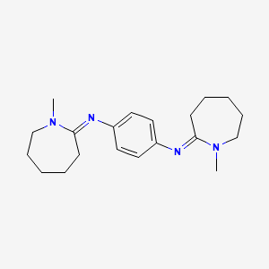 molecular formula C20H30N4 B12721360 N,N'-Bis(hexahydro-1-methyl-2H-azepin-2-ylidene)-1,4-benzenediamine CAS No. 84859-24-5