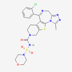 molecular formula C23H24ClN7O4S2 B12721371 9-(2-chlorophenyl)-3-methyl-N-morpholin-4-ylsulfonyl-17-thia-2,4,5,8,14-pentazatetracyclo[8.7.0.02,6.011,16]heptadeca-1(10),3,5,8,11(16)-pentaene-14-carboxamide CAS No. 132418-64-5