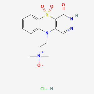 molecular formula C14H17ClN4O4S B12721425 N,N-dimethyl-2-(4,5,5-trioxo-3H-pyridazino[4,5-b][1,4]benzothiazin-10-yl)ethanamine oxide;hydrochloride CAS No. 157023-90-0