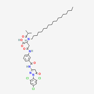 molecular formula C42H58Cl3N5O6 B12721426 N-(3-(((4,5-Dihydro-5-oxo-1-(2,4,6-trichlorophenyl)-1H-pyrazol-3-yl)amino)carbonyl)phenyl)-N2-(2-methylpropionyl)-N2-octadecyl-DL-asparagine CAS No. 97337-92-3