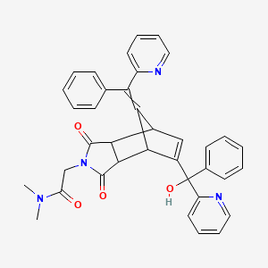 molecular formula C37H32N4O4 B12721432 2-[8-(hydroxy-phenyl-pyridin-2-ylmethyl)-3,5-dioxo-10-[phenyl(pyridin-2-yl)methylidene]-4-azatricyclo[5.2.1.02,6]dec-8-en-4-yl]-N,N-dimethylacetamide 