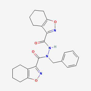 molecular formula C23H24N4O4 B12721484 Hydrazine, 1-benzyl-1,2-bis((4,5,6,7-tetrahydro-1,2-benzisoxazol-3-yl)carbonyl)- CAS No. 1059-95-6