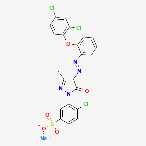 molecular formula C22H14Cl3N4NaO5S B12721541 Sodium 4-chloro-3-(4-((2-(2,4-dichlorophenoxy)phenyl)azo)-4,5-dihydro-3-methyl-5-oxo-1H-pyrazol-1-yl)benzenesulphonate CAS No. 84083-28-3