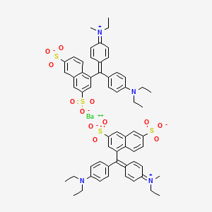 molecular formula C60H62BaN4O12S4 B12721548 Hydrogen (4-(4-(diethylamino)-alpha-(3,6-disulphonato-1-naphthyl)benzylidene)cyclohexa-2,5-dien-1-ylidene)(ethyl)methylammonium, barium salt CAS No. 98493-36-8