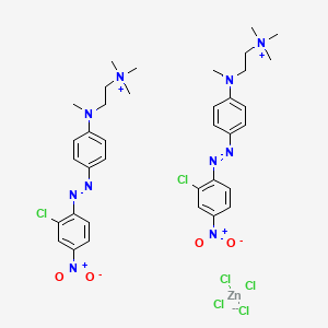 molecular formula C36H46Cl6N10O4Zn B12721559 Bis((2-((4-((2-chloro-4-nitrophenyl)azo)phenyl)methylamino)ethyl)trimethylammonium) tetrachlorozincate CAS No. 70353-88-7