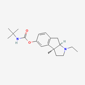 molecular formula C19H28N2O2 B12721572 Carbamic acid, 1,1-dimethylethyl-, 1-ethyl-1,2,3,3a,8,8a-hexahydro-3a-methylindeno(2,1-b)pyrrol-5-yl ester, cis-(+-)- CAS No. 139760-89-7