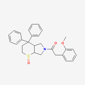 molecular formula C28H29NO3S B12721600 Thiopyrano(2,3-c)pyrrole, octahydro-4,4-diphenyl-6-((2-methoxyphenyl)acetyl)-, 1-oxide, (1-alpha,4a-alpha,7a-alpha)-(+-)- CAS No. 146772-47-6
