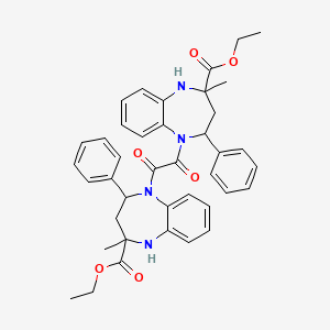 molecular formula C40H42N4O6 B12721608 1H-1,5-Benzodiazepine-2-carboxylic acid, 5,5'-(1,2-dioxo-1,2-ethanediyl)bis(2,3,4,5-tetrahydro-2-methyl-4-phenyl-, diethyl ester CAS No. 144401-02-5