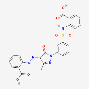 molecular formula C24H19N5O7S B12721622 2-((1-(3-(((2-Carboxyphenyl)amino)sulphonyl)phenyl)-4,5-dihydro-3-methyl-5-oxo-1H-pyrazole-4-yl)azo)benzoic acid CAS No. 85409-58-1