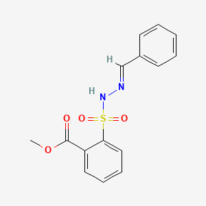 molecular formula C15H14N2O4S B12721665 Methyl 2-(((phenylmethylene)hydrazino)sulfonyl)benzoate CAS No. 145865-88-9